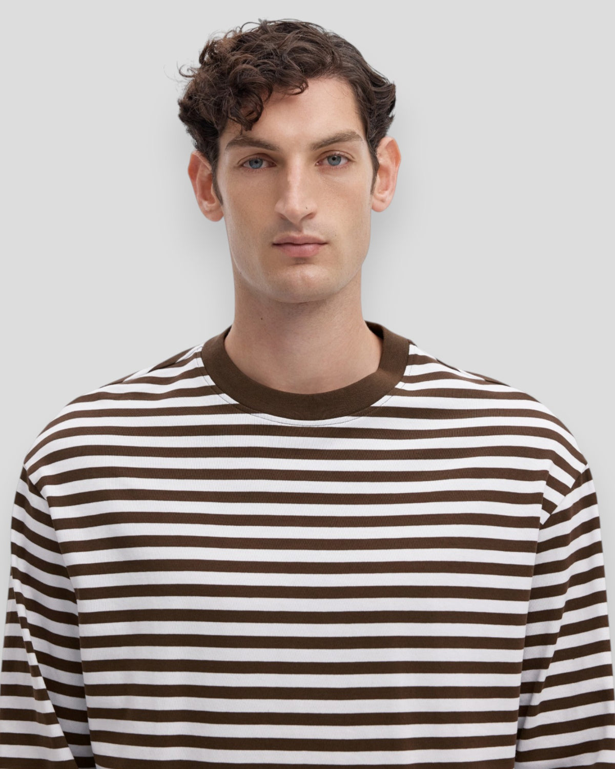 Relax Bran Stripe LS O-Neck Tee - Demitasse