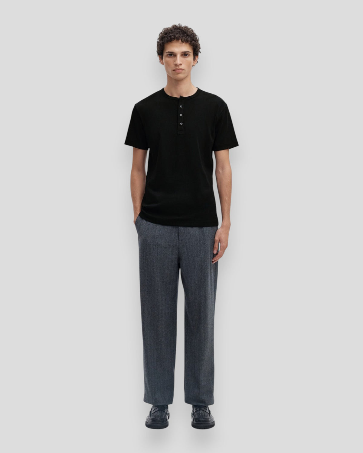 Austin Rib SS Henley Tee - Black