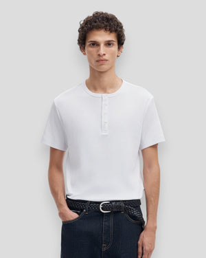 Austin Rib SS Henley Tee - Bright White