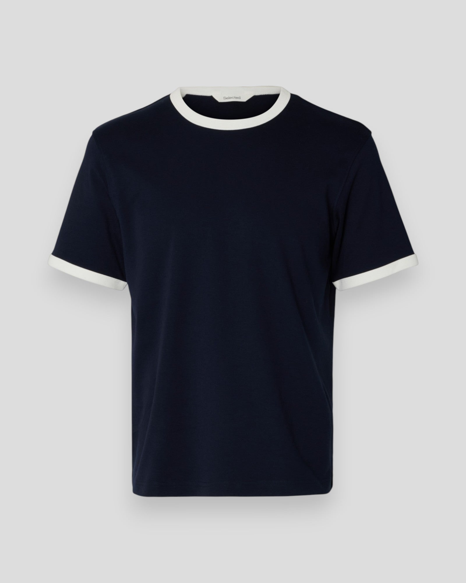 Taj Ringer Mid Peach SS O-Neck Tee - Sky Captain/Egret