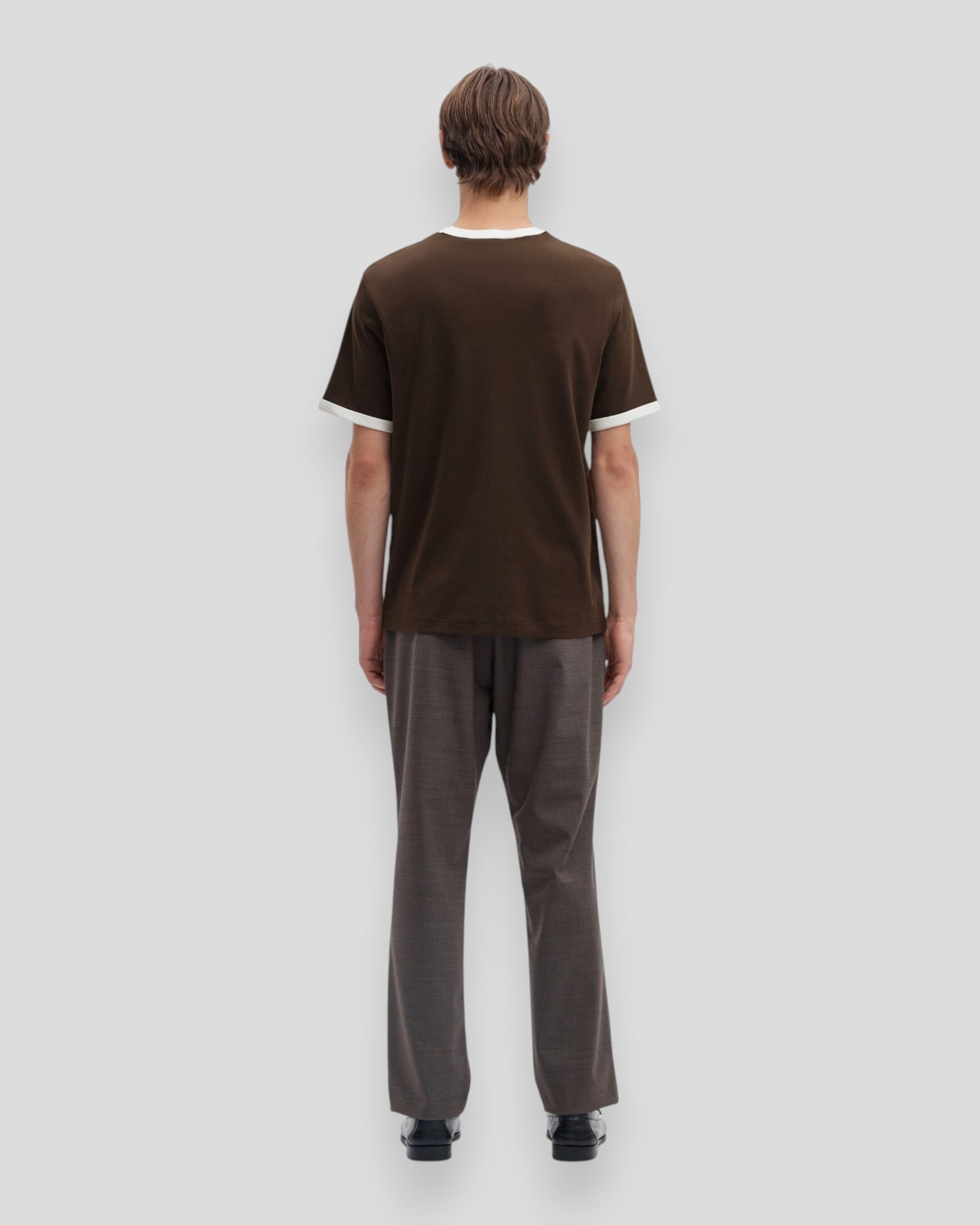 Taj Ringer Mid Peach SS O-Neck Tee - Delicioso/Egret