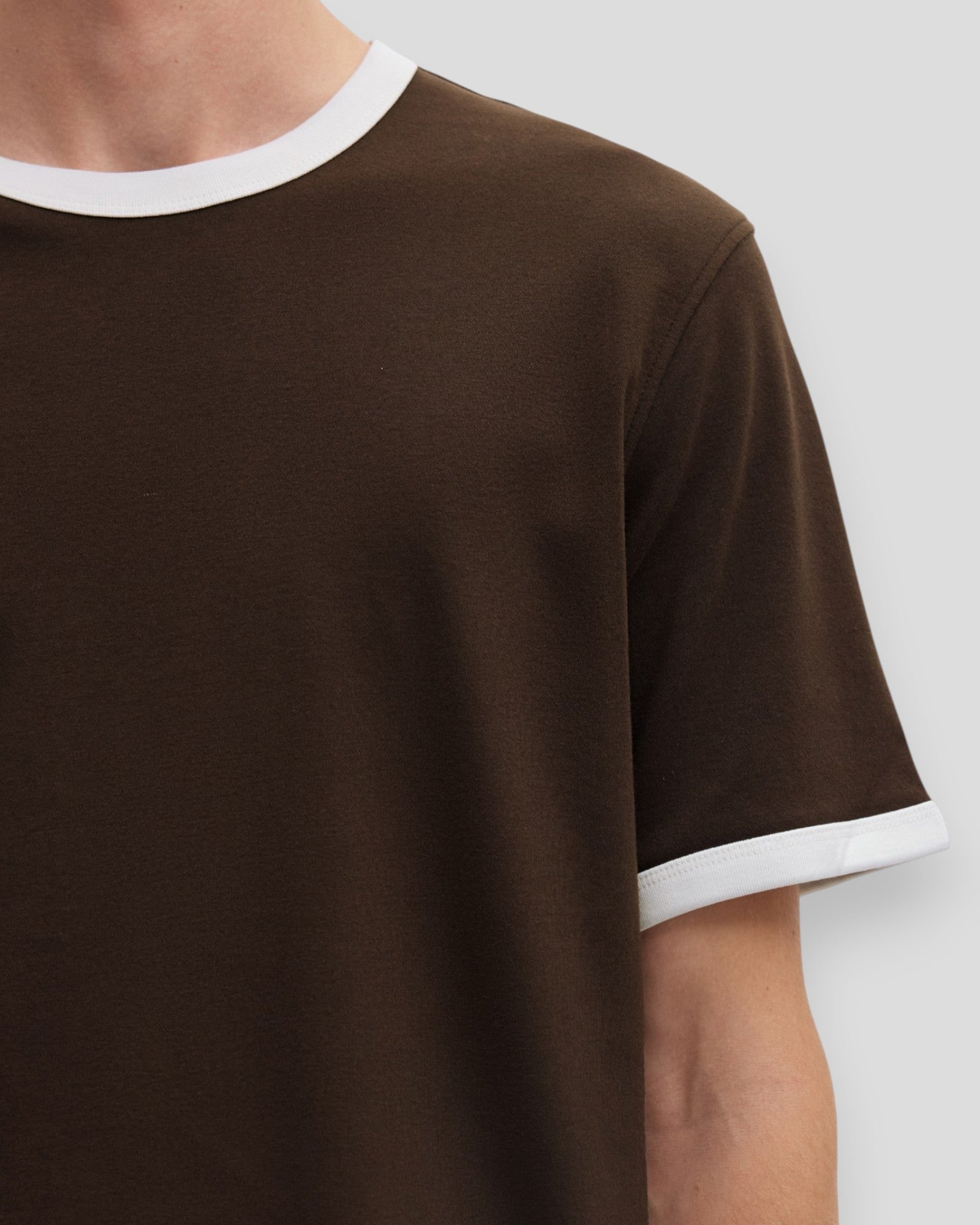 Taj Ringer Mid Peach SS O-Neck Tee - Delicioso/Egret