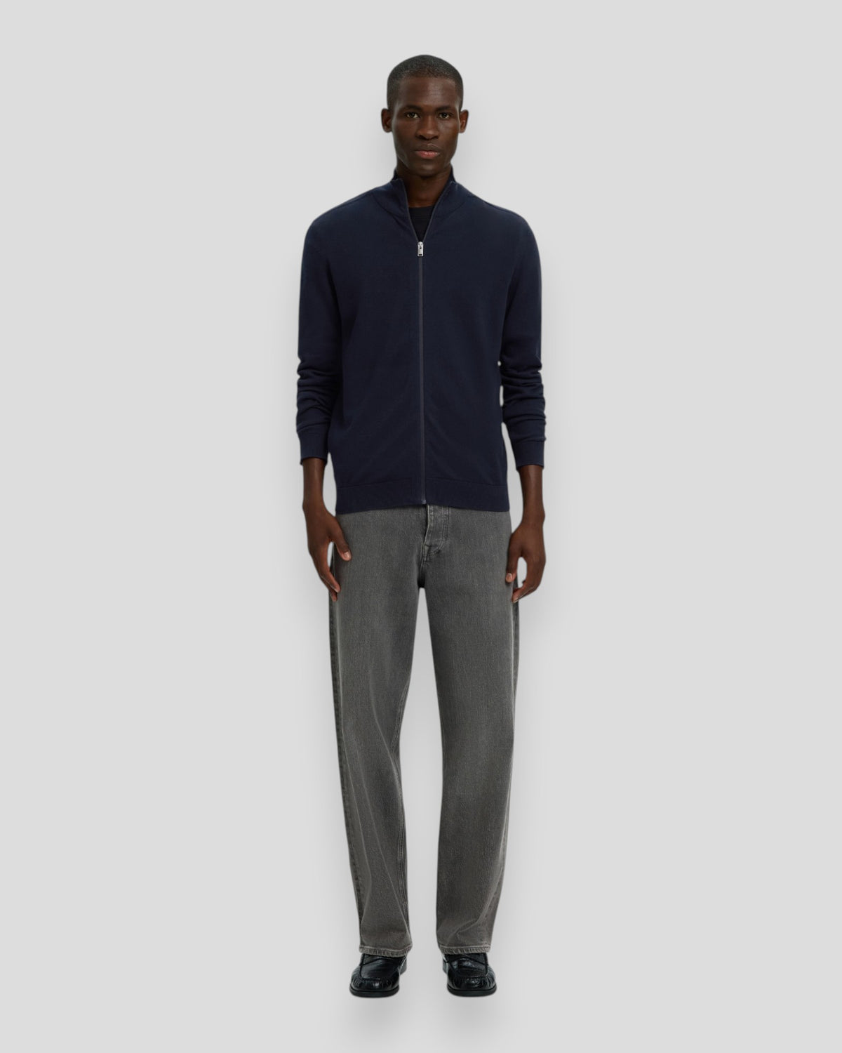 Berg Full Zip Cardigan - Navy Blazer Melange