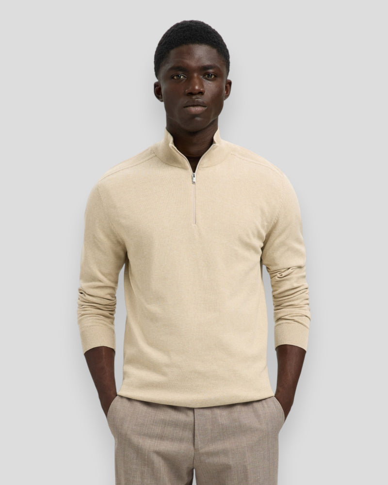Berg LS Half Zip - Oatmeal Melange