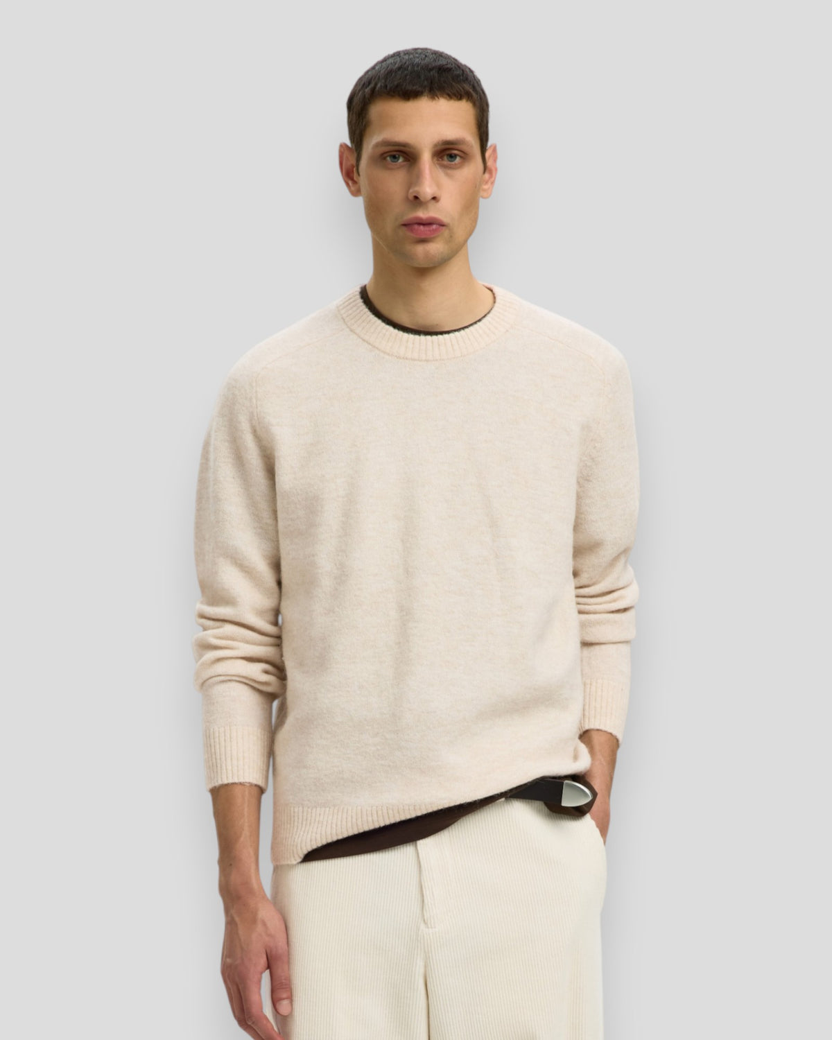 Rai LS Knit Crew Neck - Oatmeal