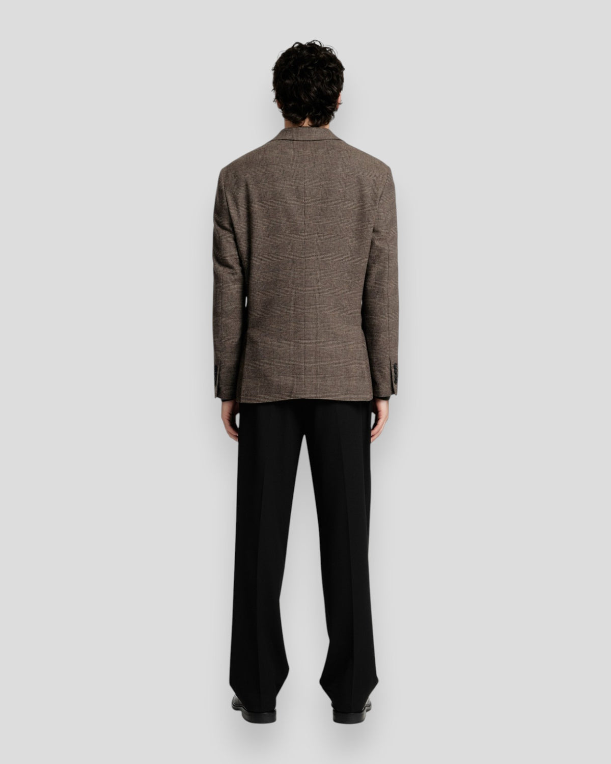 Slim-Reed Wool Blazer - Medium Brown Melange Checks