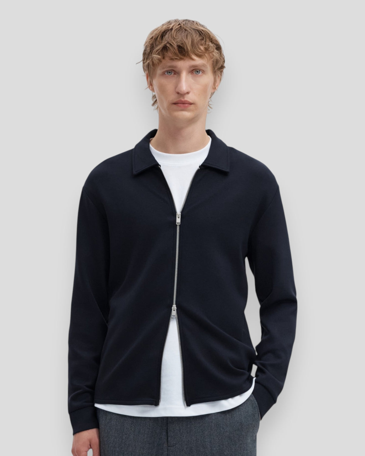 Emanuel Soft Full Zip Sweat - Sky Captain