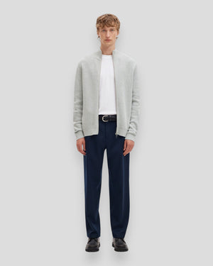 Dane Knit Structure Full Zip - Light Grey Melange