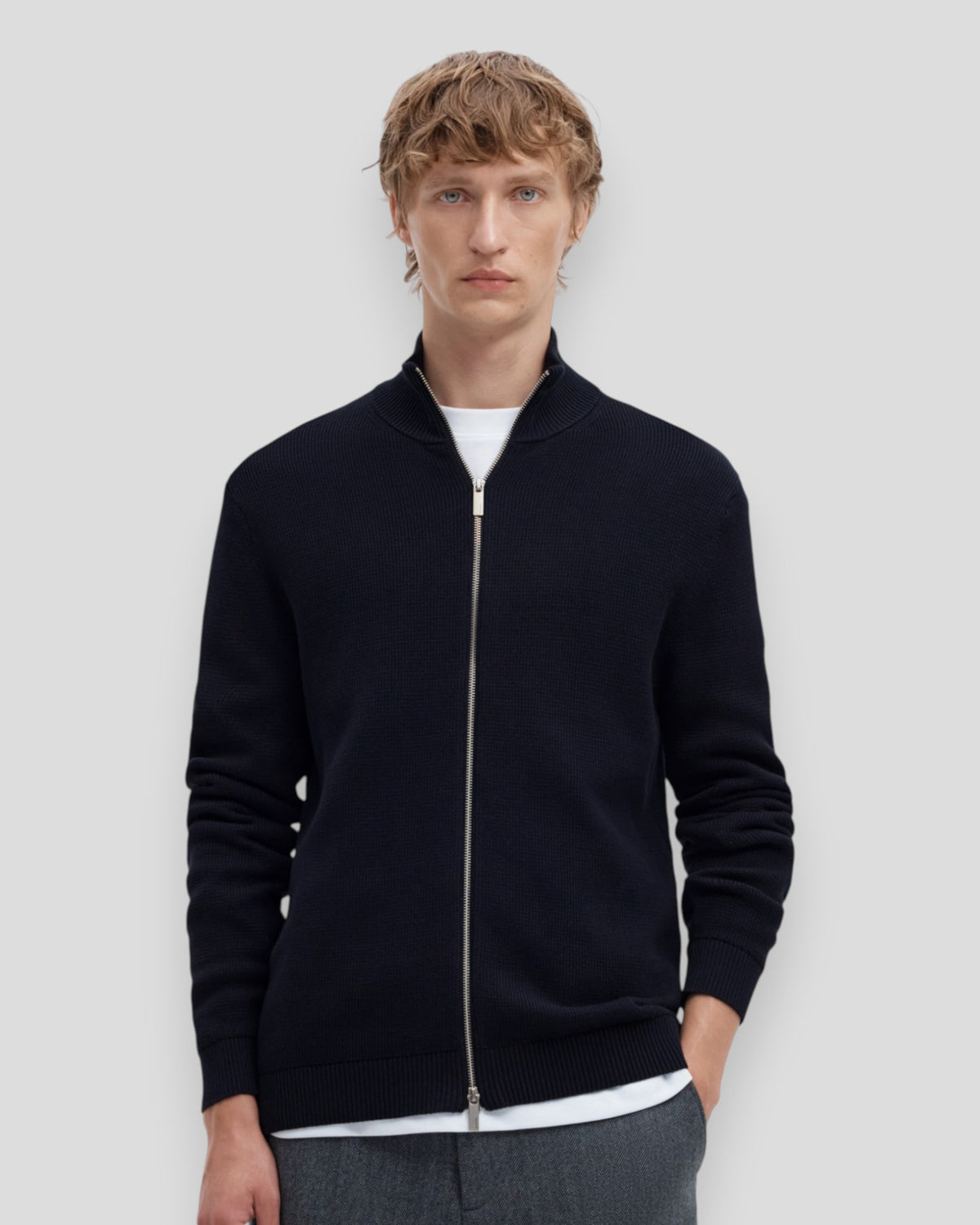 Dane Knit Structure Full Zip - Sky Captain