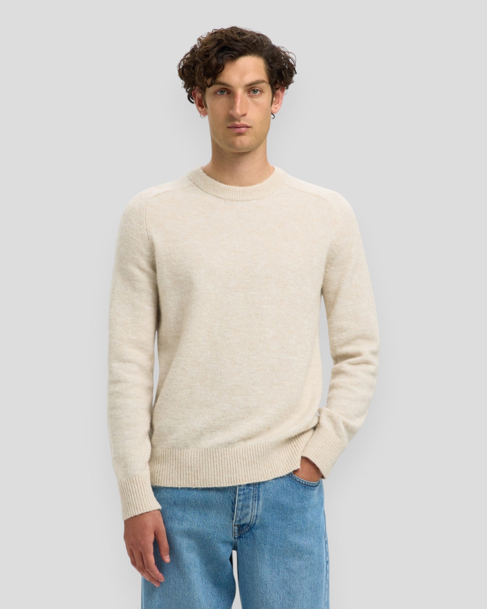 Rai LS Knit Crew Neck - Oatmeal Melange