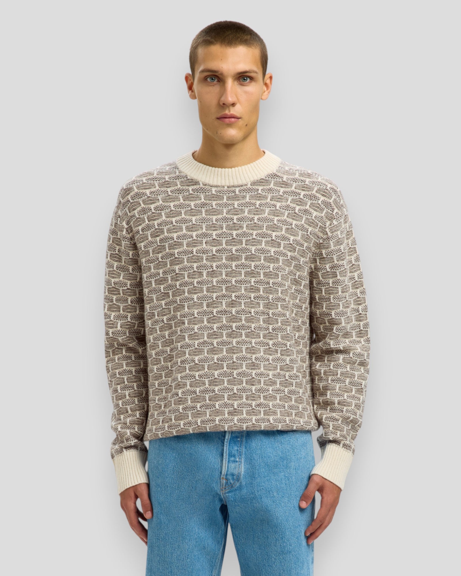 Keith LS Knit Relaxed Crew Neck - Egret