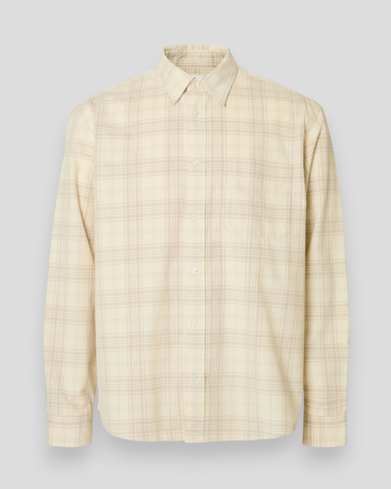 Regular Claus Cord YD Check LS Shirt - Egret Checks/Pure Cashmere