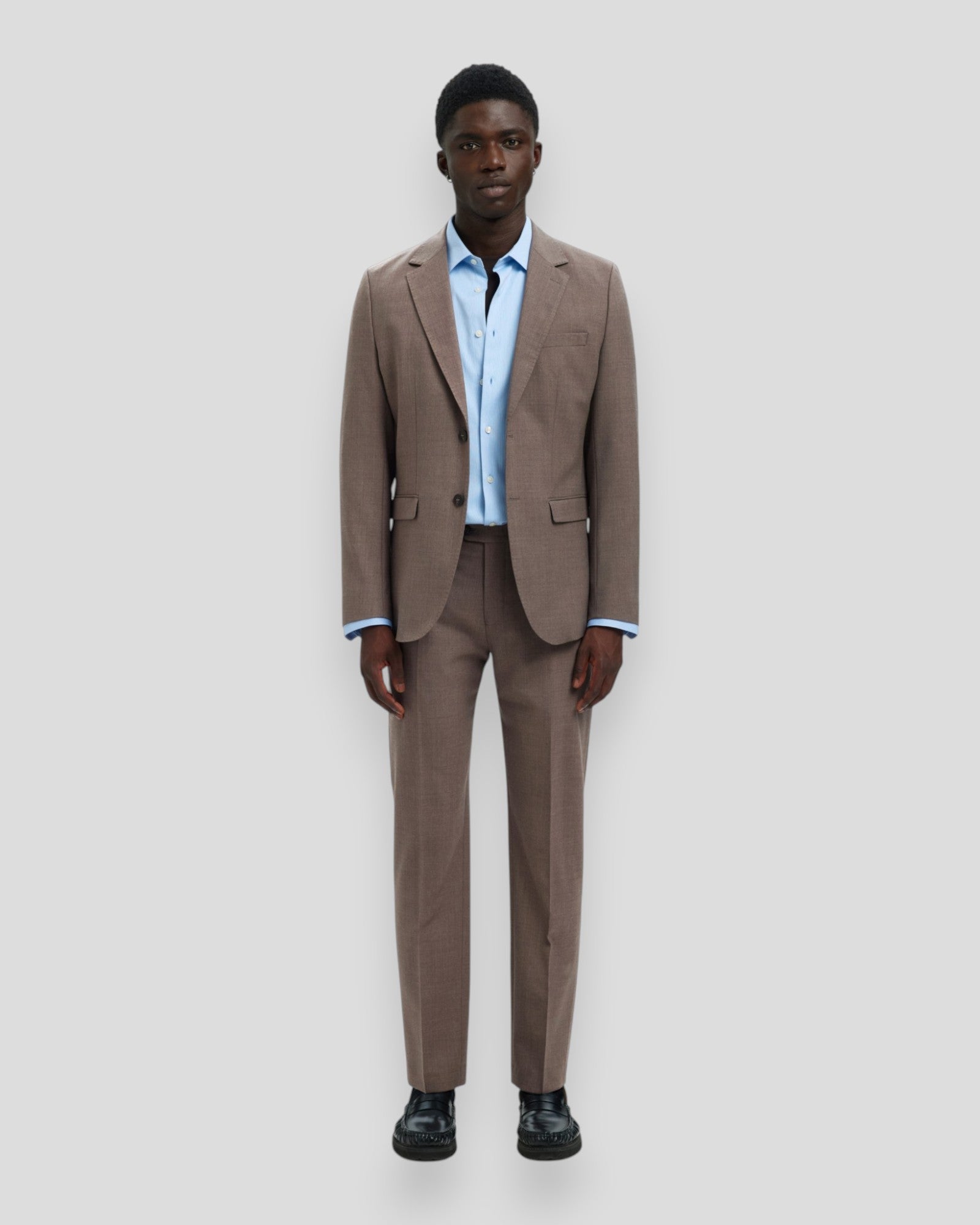 Slim-Theo Wool Blend Blazer Flex - Morel Detail/Melange