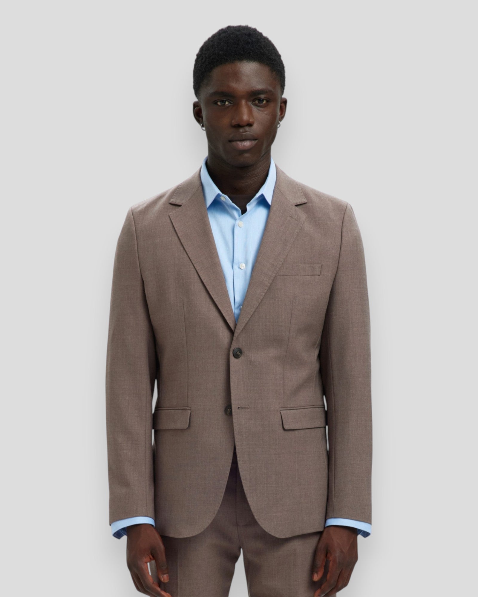 Slim-Theo Wool Blend Blazer Flex - Morel Detail/Melange