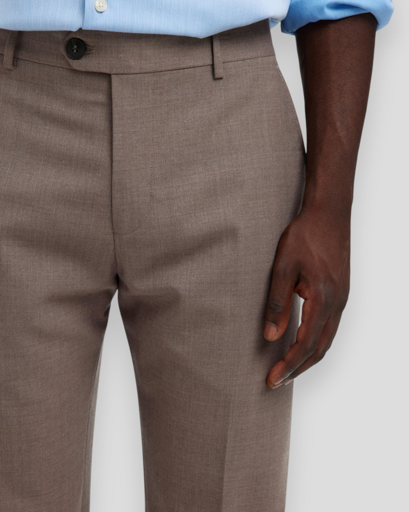 Slim-Theo Wool Blend Trousers Flex - Morel Detail/Melange