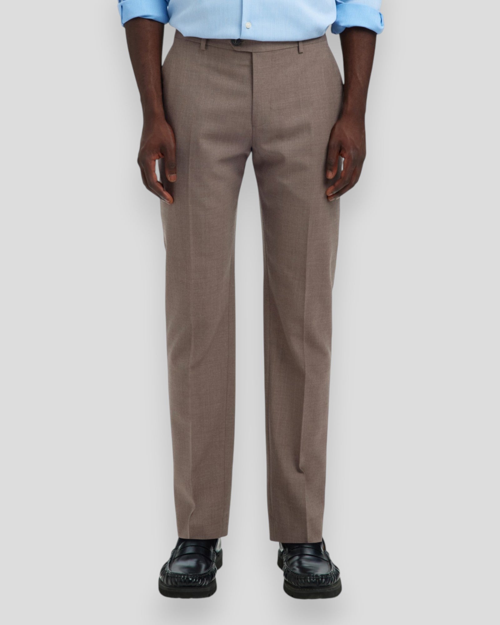 Slim-Theo Wool Blend Trousers Flex - Morel Detail/Melange