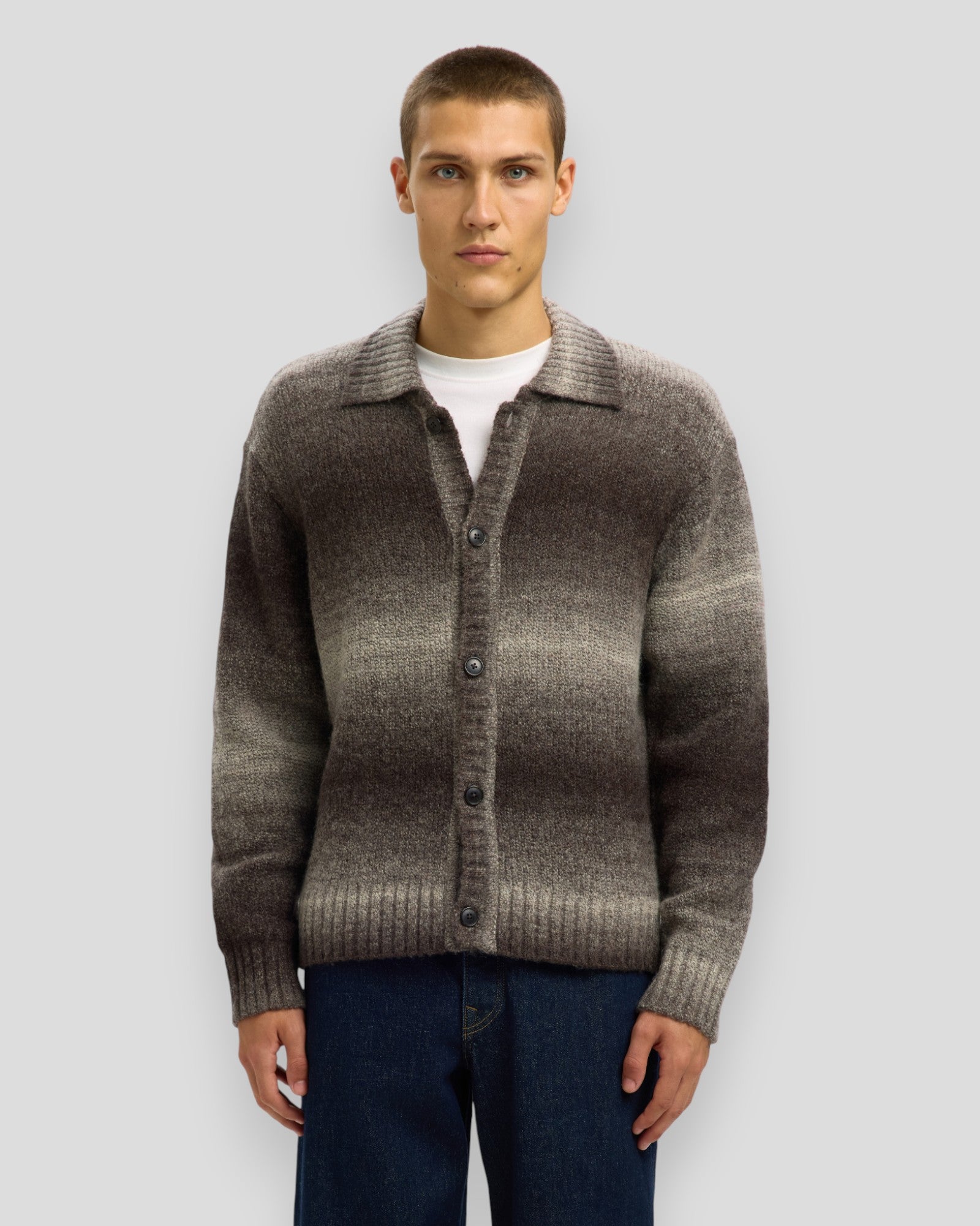 Gaard LS Knit Relaxed Polo Cardigan - Delicioso Detail/Angora