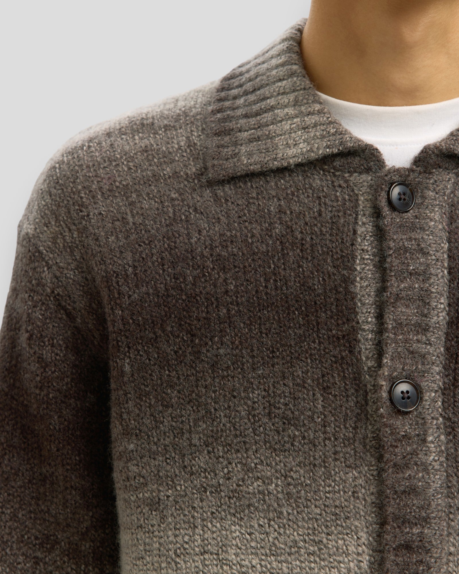 Gaard LS Knit Relaxed Polo Cardigan - Delicioso Detail/Angora