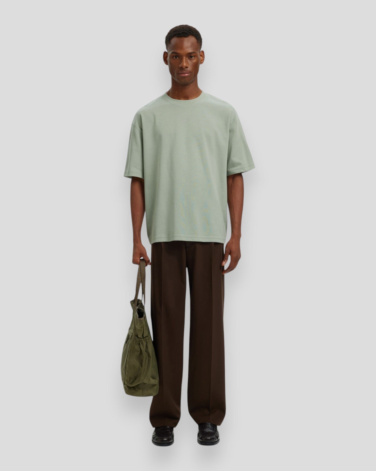 Loose Oscar SS O-Neck Tee - Aqua Gray