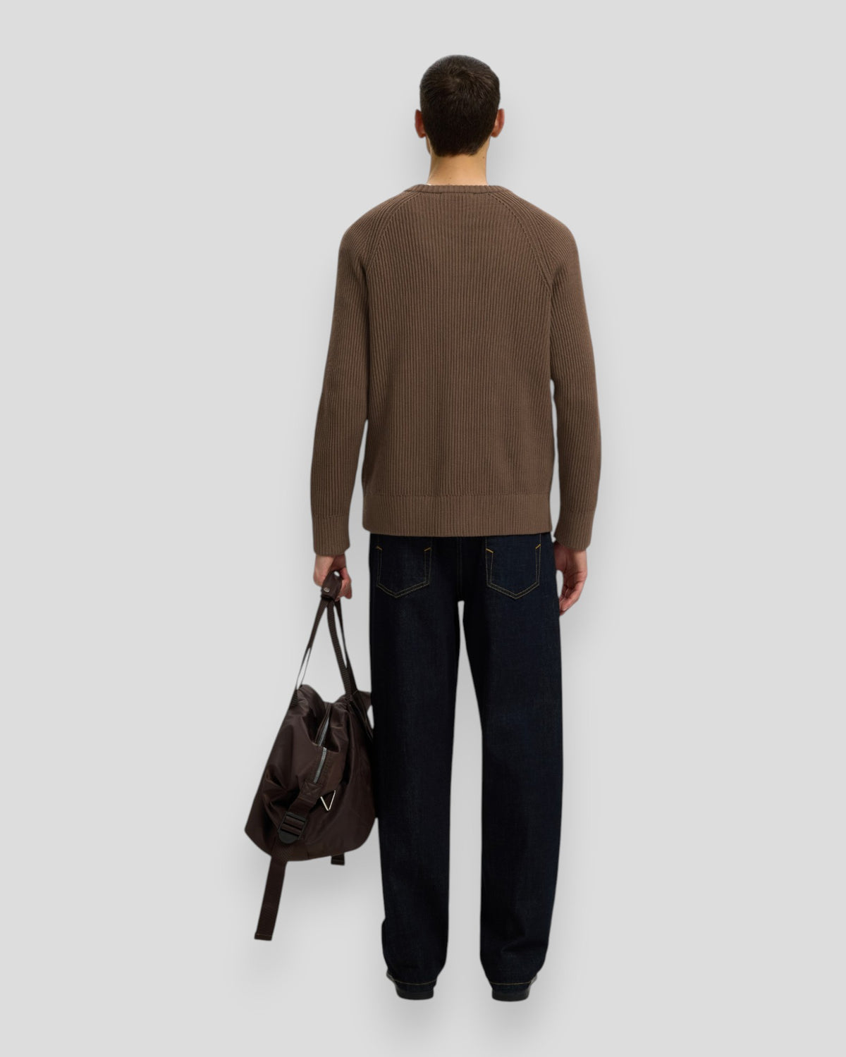 Braun Knit Relaxed Rib Crew Neck - Chocolate Chip