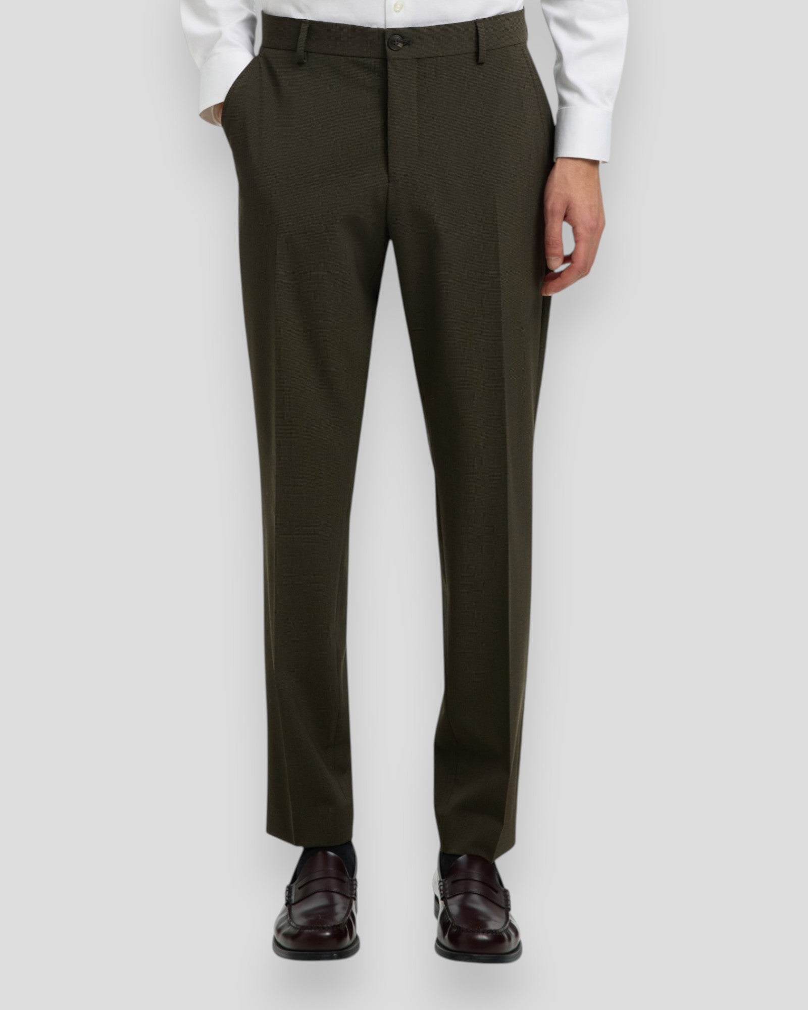 Slim-Liam Mini Hounds Trousers Flex - Dark Brown Melange Pattern