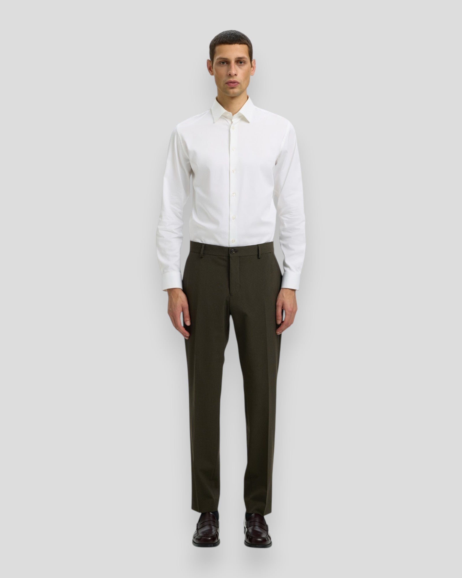 Slim-Liam Mini Hounds Trousers Flex - Dark Brown Melange Pattern