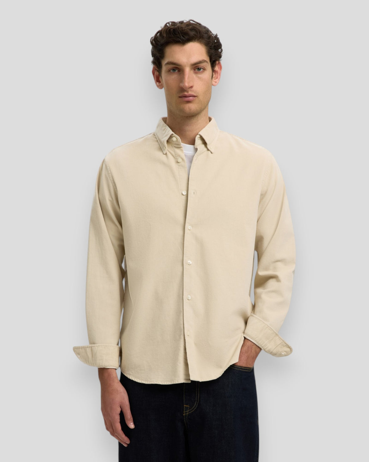 Regular Cole Danni Cord BD LS Shirt - Silver Birch