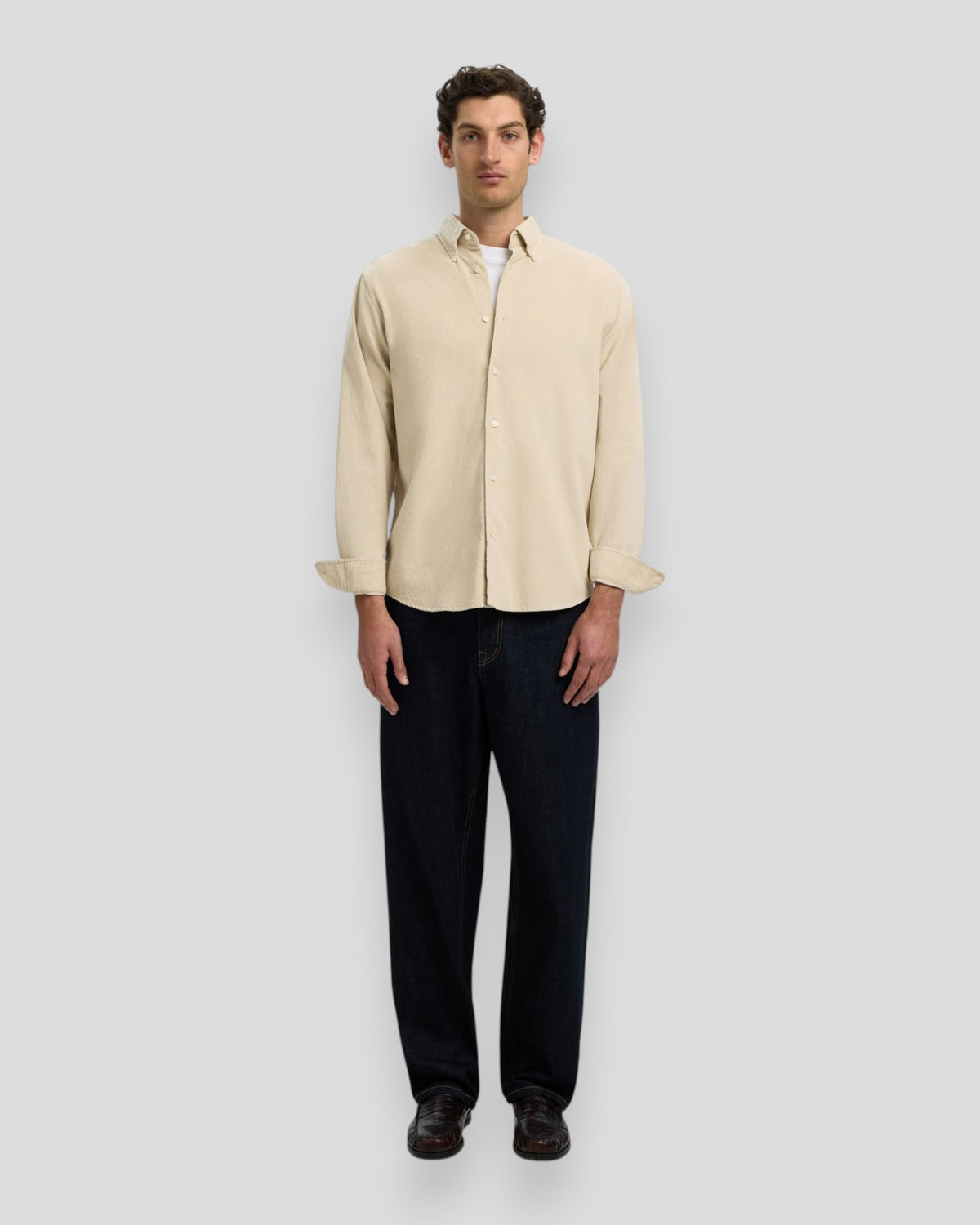 Regular Cole Danni Cord BD LS Shirt - Silver Birch