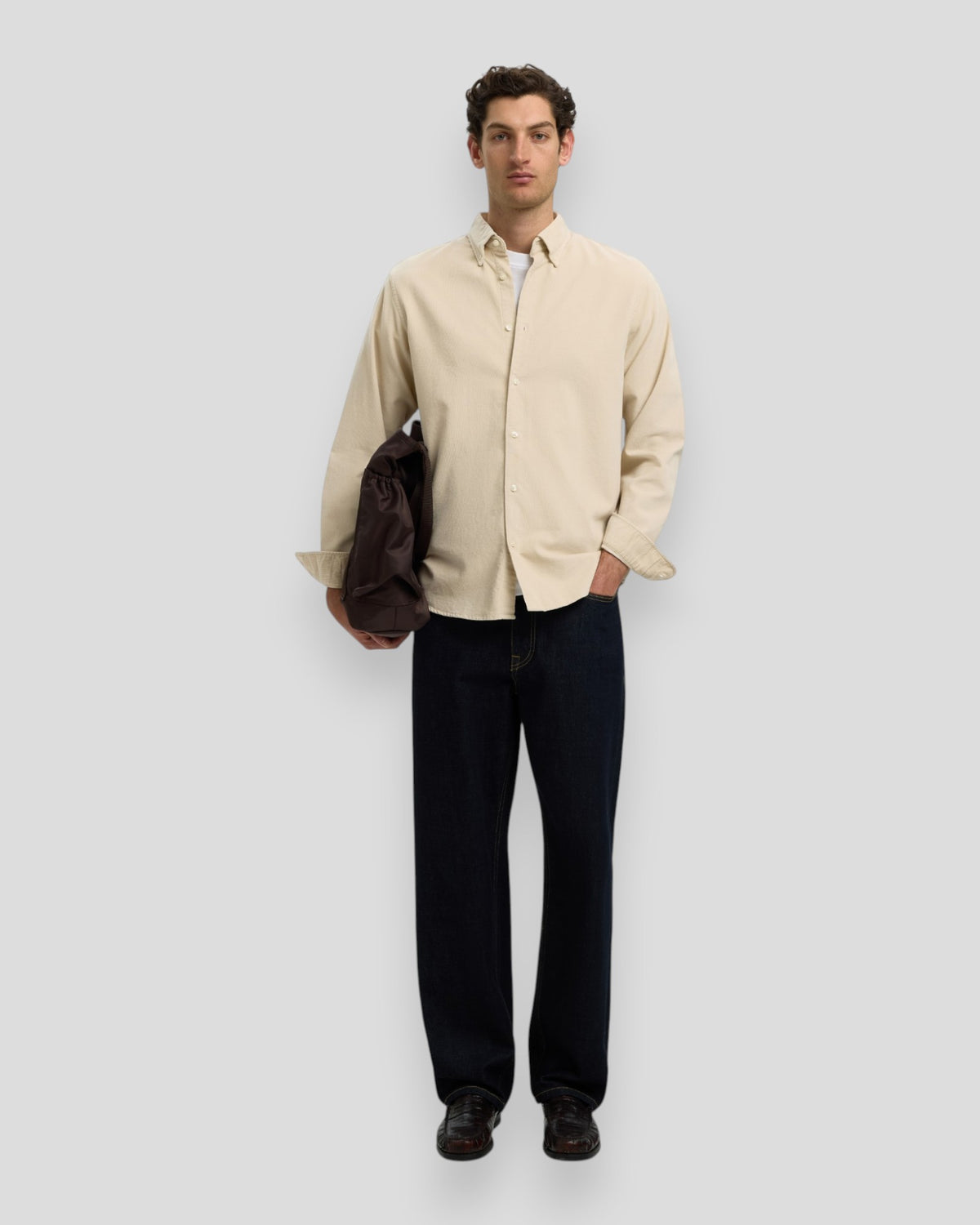 Regular Cole Danni Cord BD LS Shirt - Silver Birch