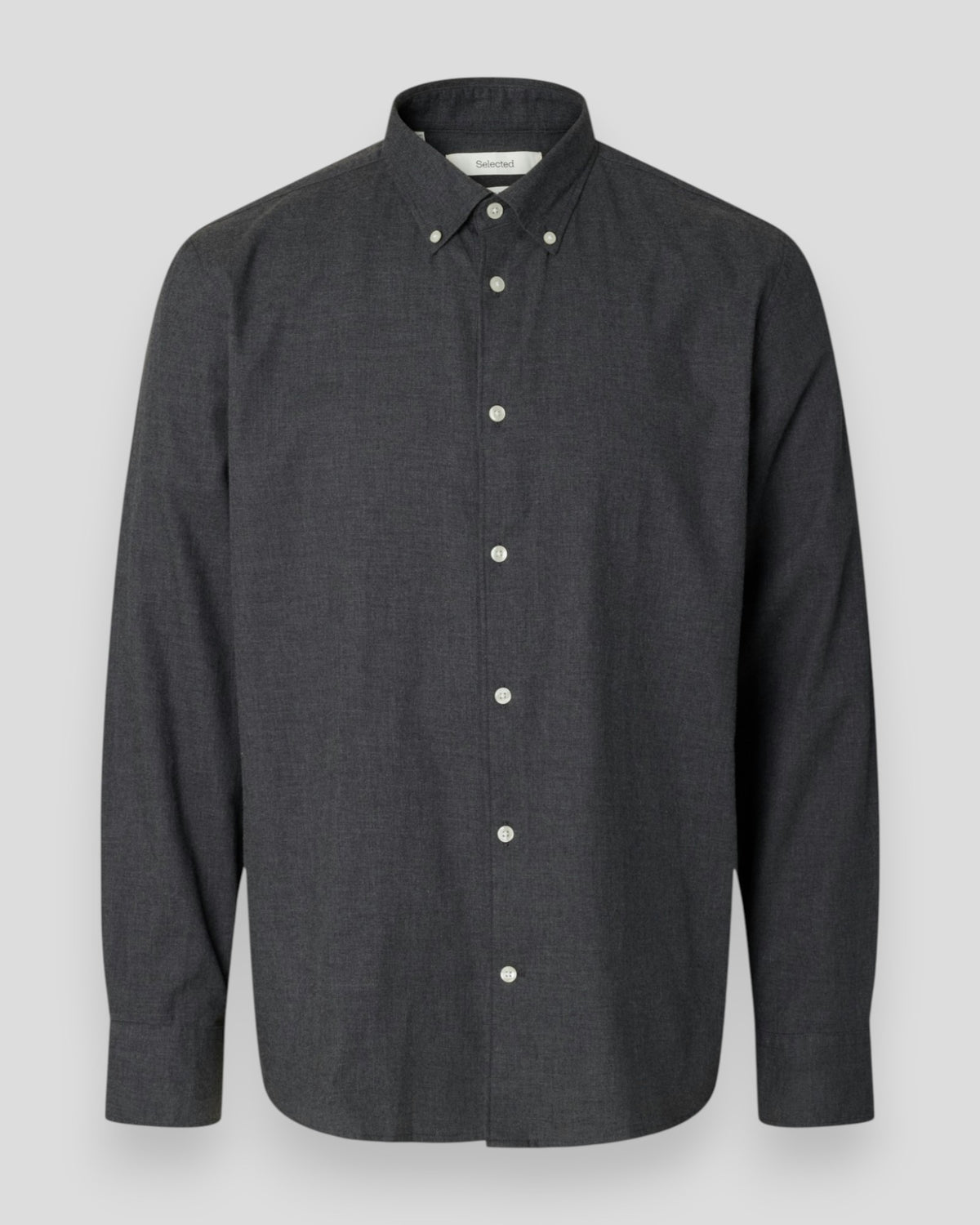 Cole-Jay Regular Melange LS Shirt - Dark Grey Melange