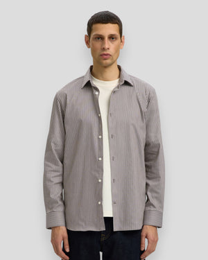 Filip-Performance LS Slim Shirt - Turkish Coffee Stripes/White