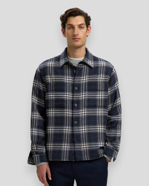 Ole-Pablo Wool Blend Overshirt - Sky Captain Checks: Egret + Black