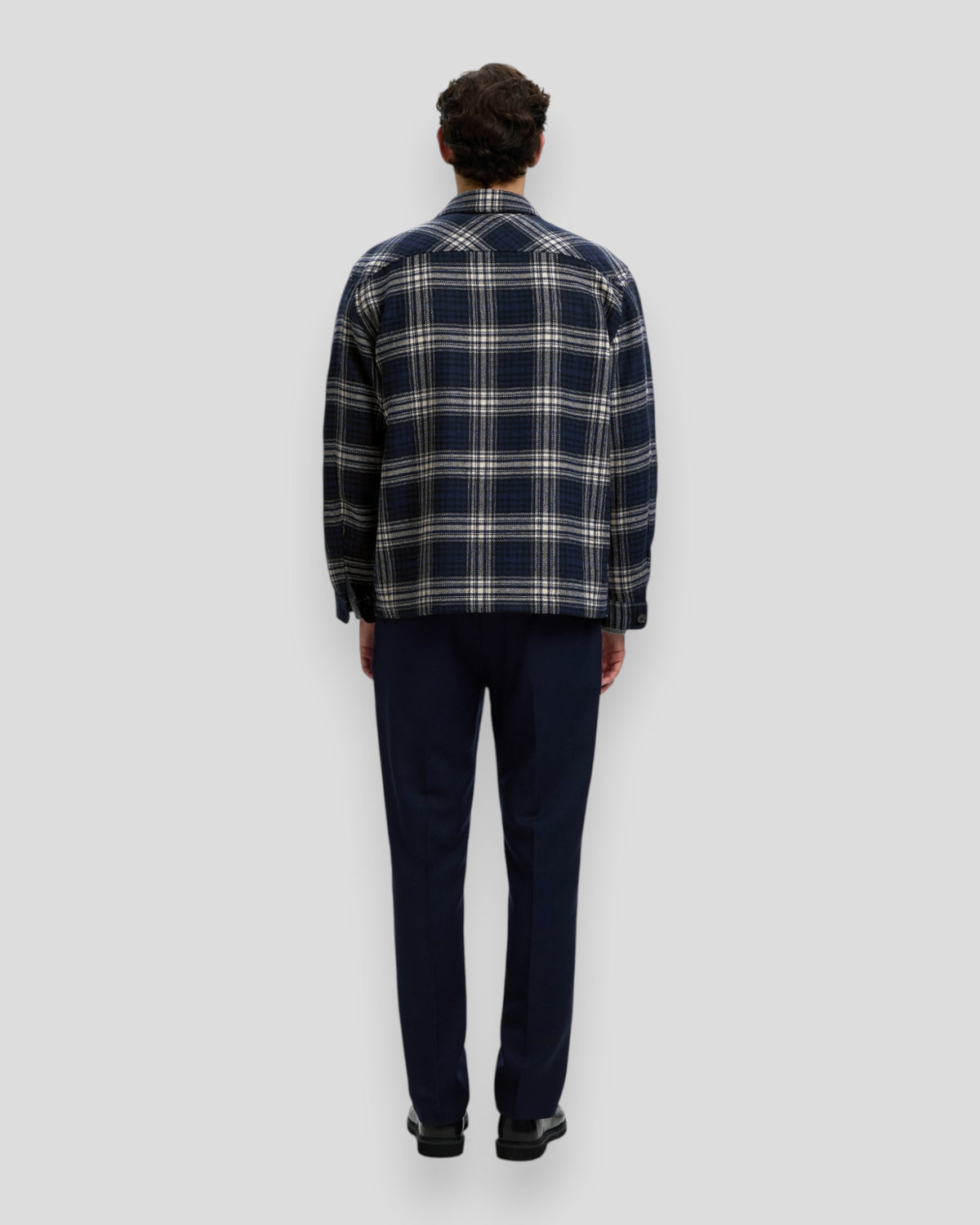 Ole-Pablo Wool Blend Overshirt - Sky Captain Checks: Egret + Black