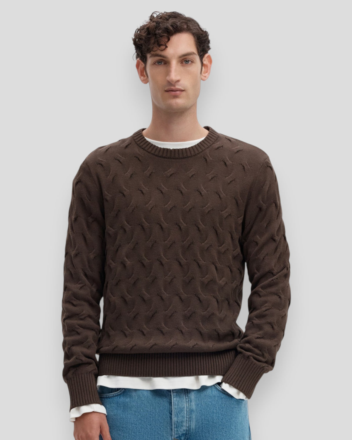 Carlos LS Cable Crew Neck - Delicioso