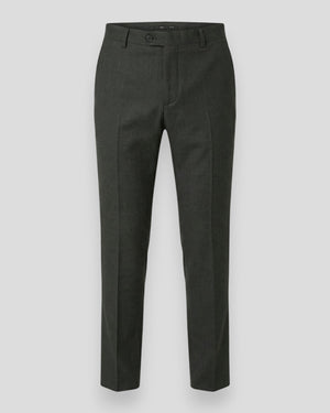 Slim-Theo Wool Blend Trousers Flex - Dark Green Melange
