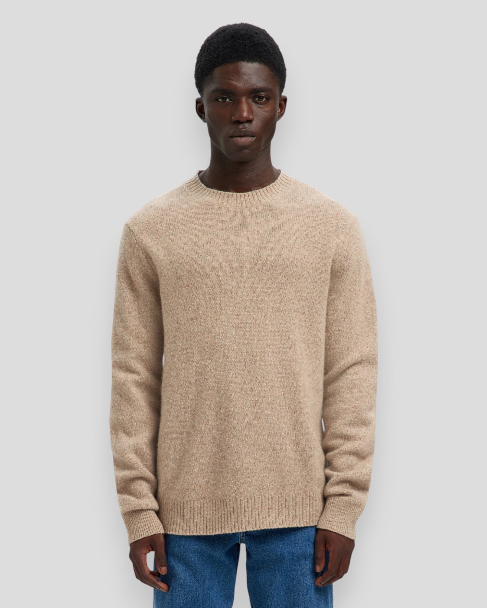 Neil LS Knit Neps Crew Neck - Oatmeal/Neps