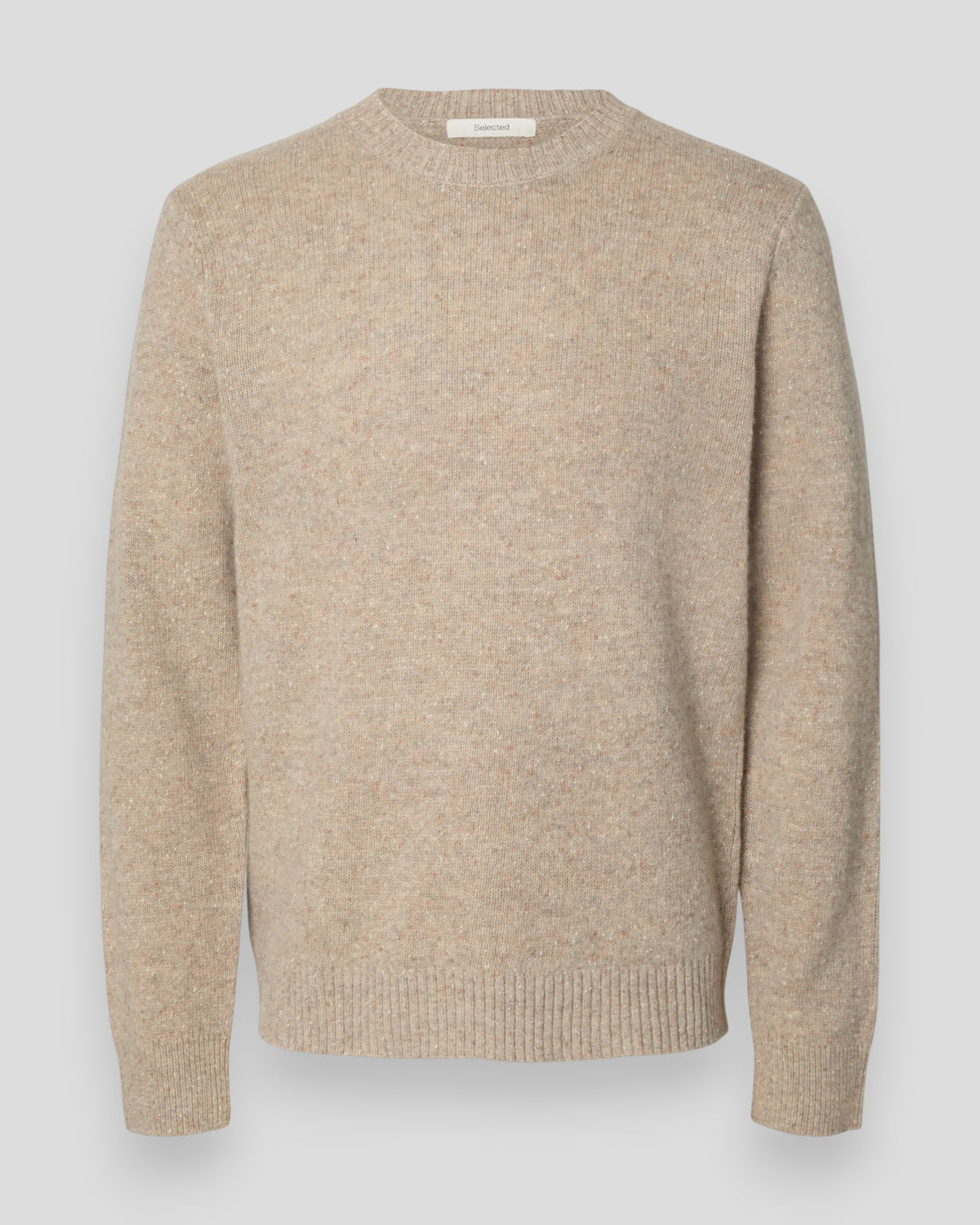 Neil LS Knit Regular Crew Neck - Oatmeal Detail: Neps