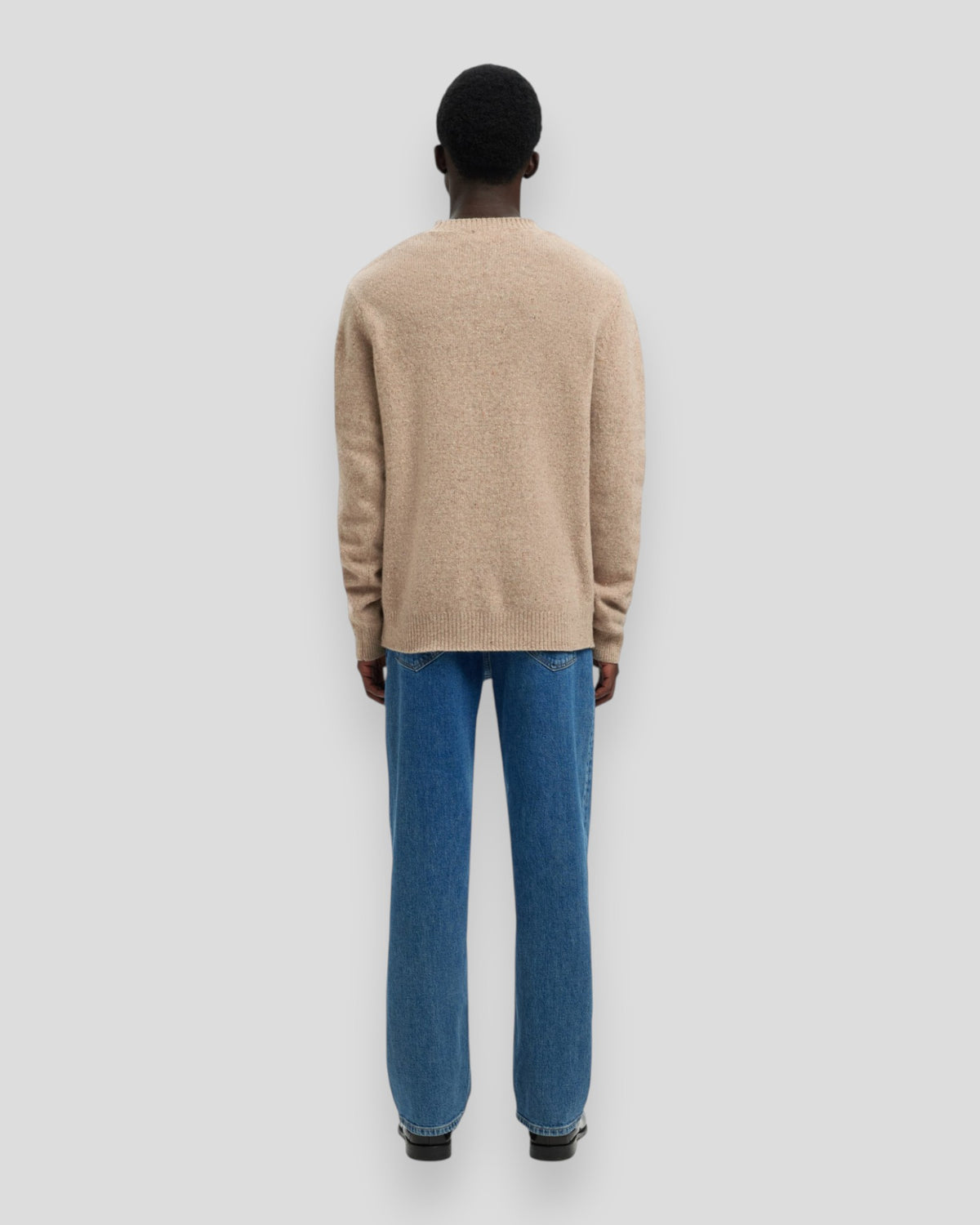 Neil LS Knit Regular Crew Neck - Oatmeal Detail: Neps