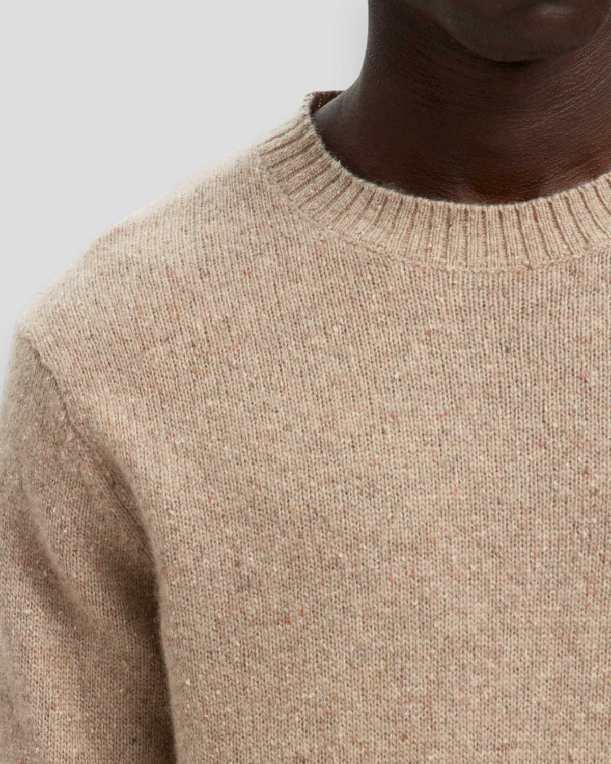Neil LS Knit Regular Crew Neck - Oatmeal Detail: Neps