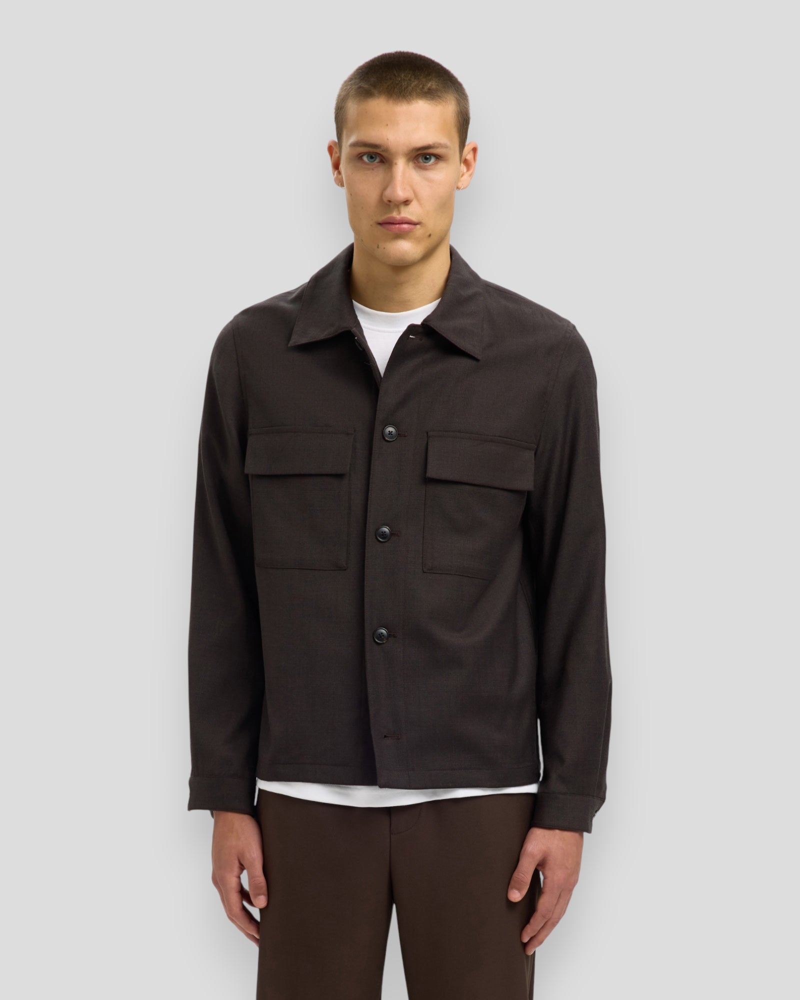 Regular Jude Wool Blend Hybrid Overshirt - Chocolate Torte Checks