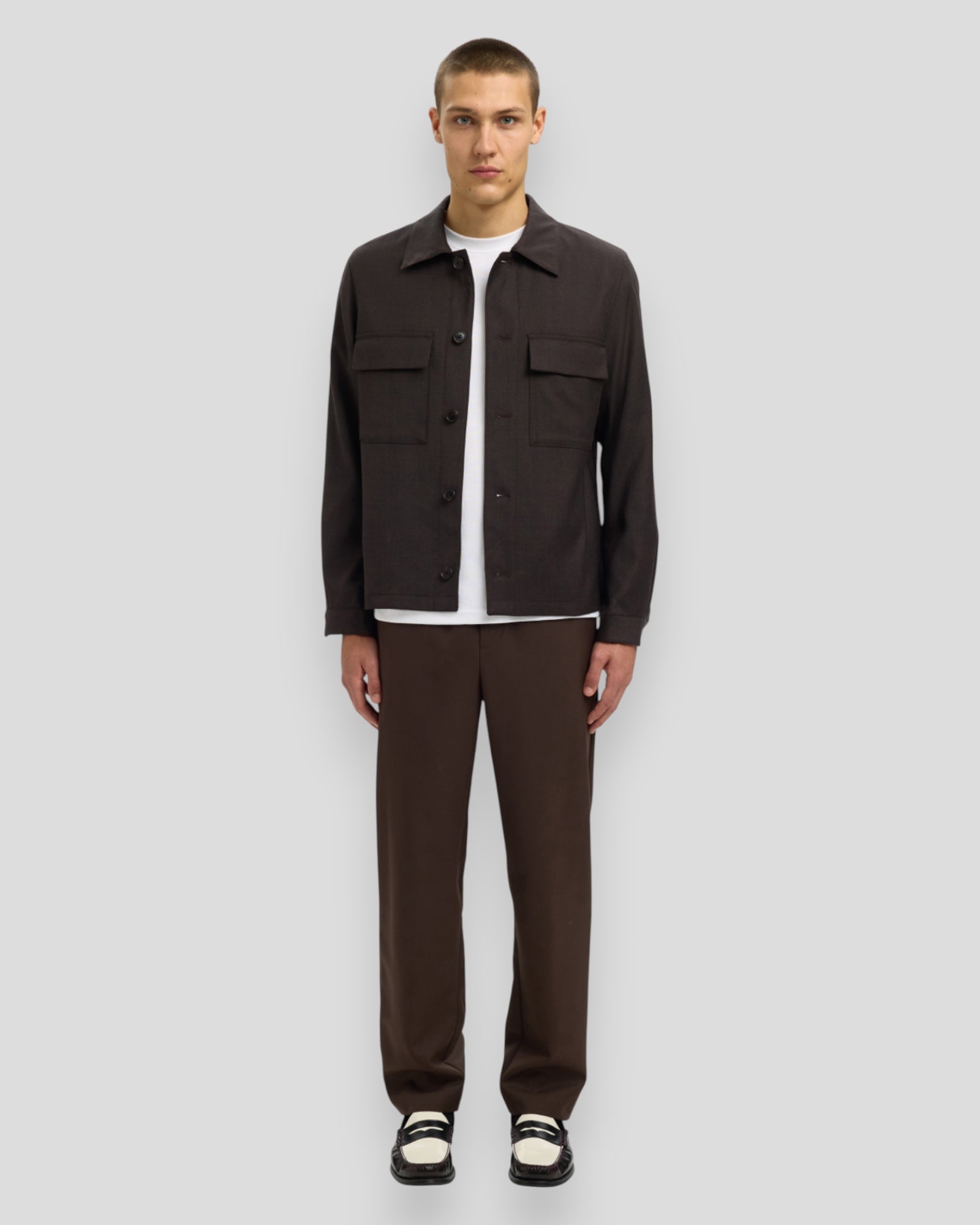 Regular Jude Wool Blend Hybrid Overshirt - Chocolate Torte Checks