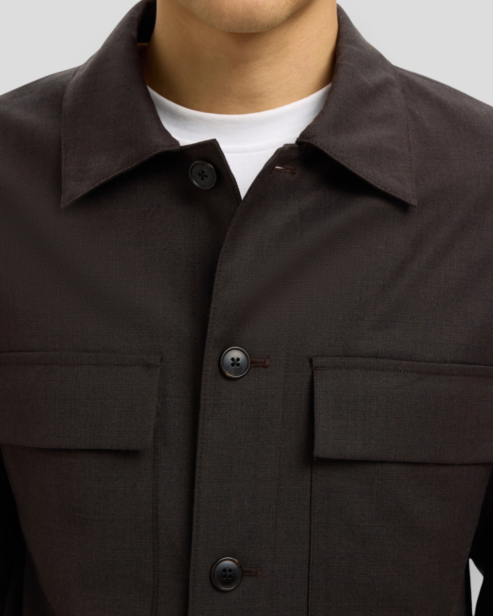 Regular Jude Wool Blend Hybrid Overshirt - Chocolate Torte Checks