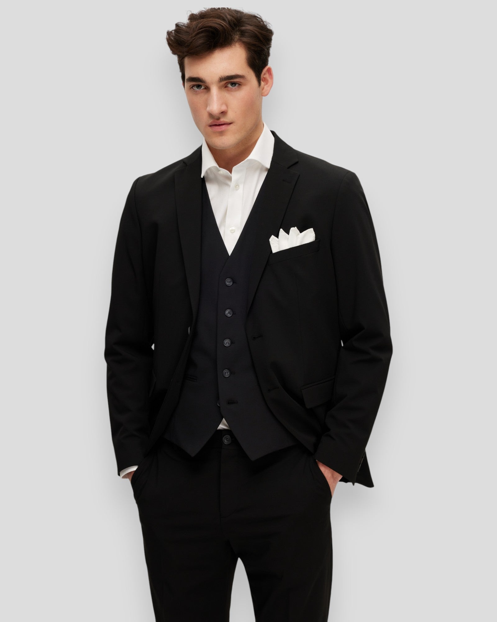 Slim Liam Waistcoat Flex - Black