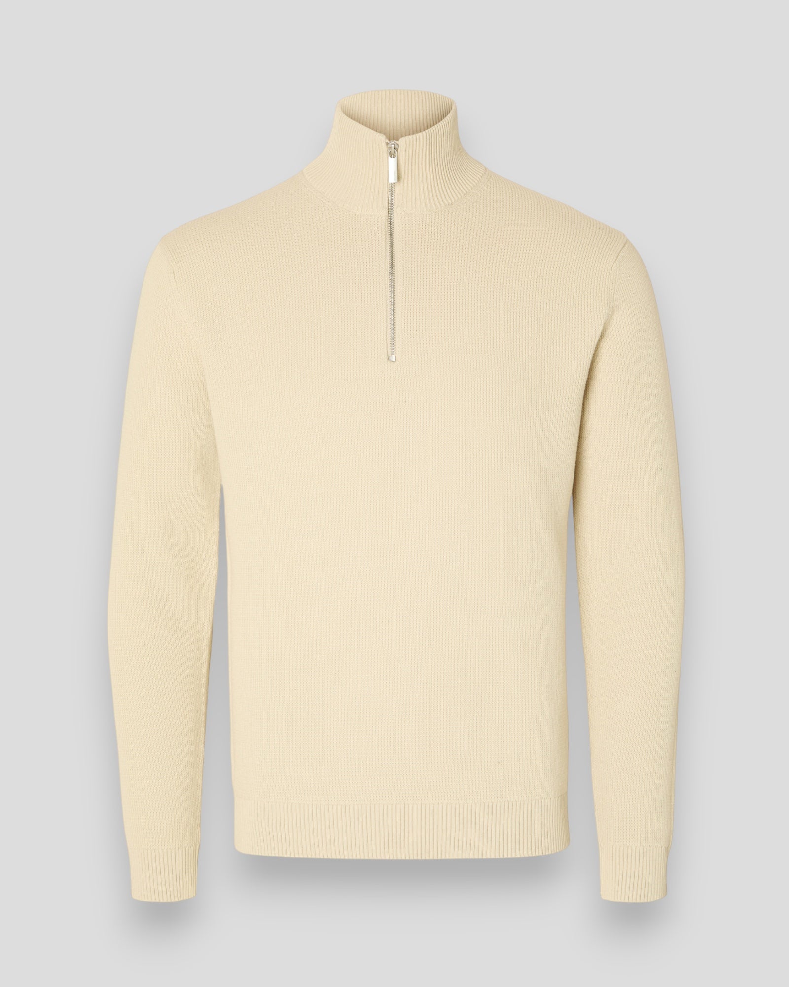 Dane Knit Structure Half Zip - Oatmeal