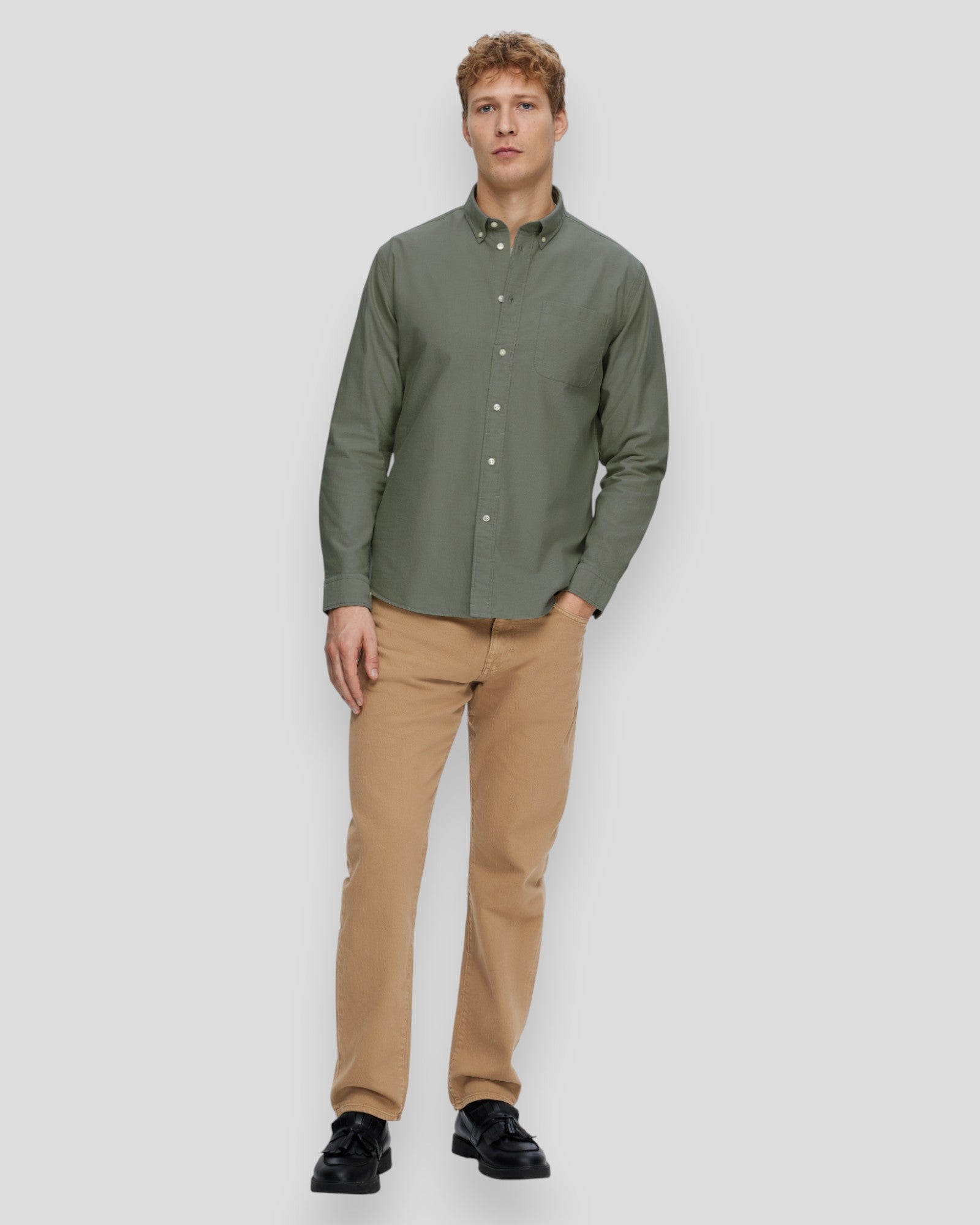 Regular Cole Rick-Ox Shirt LS - Vetiver