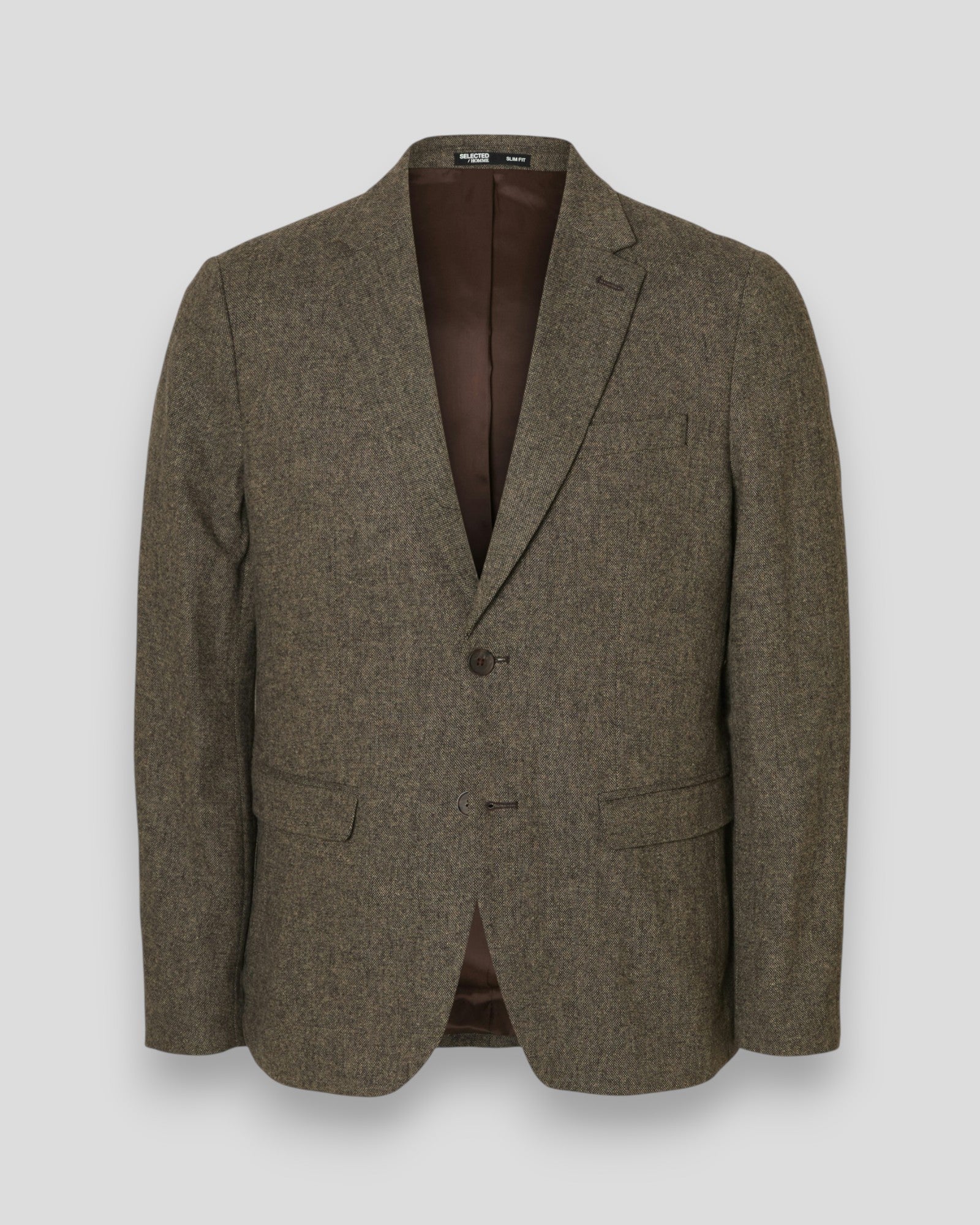 Slim Reed Wool Blazer - Brownie Detail