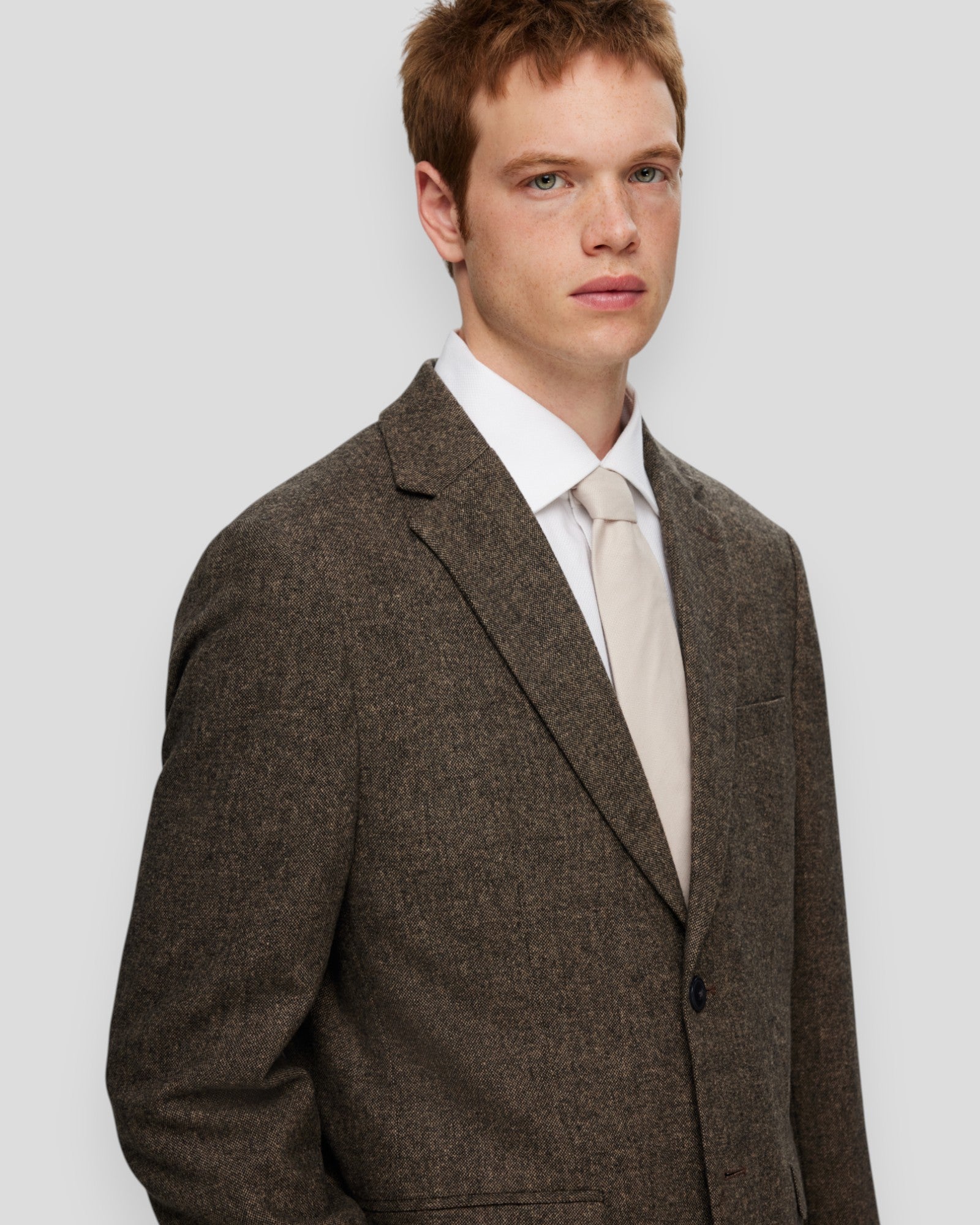 Slim Reed Wool Blazer - Brownie Detail