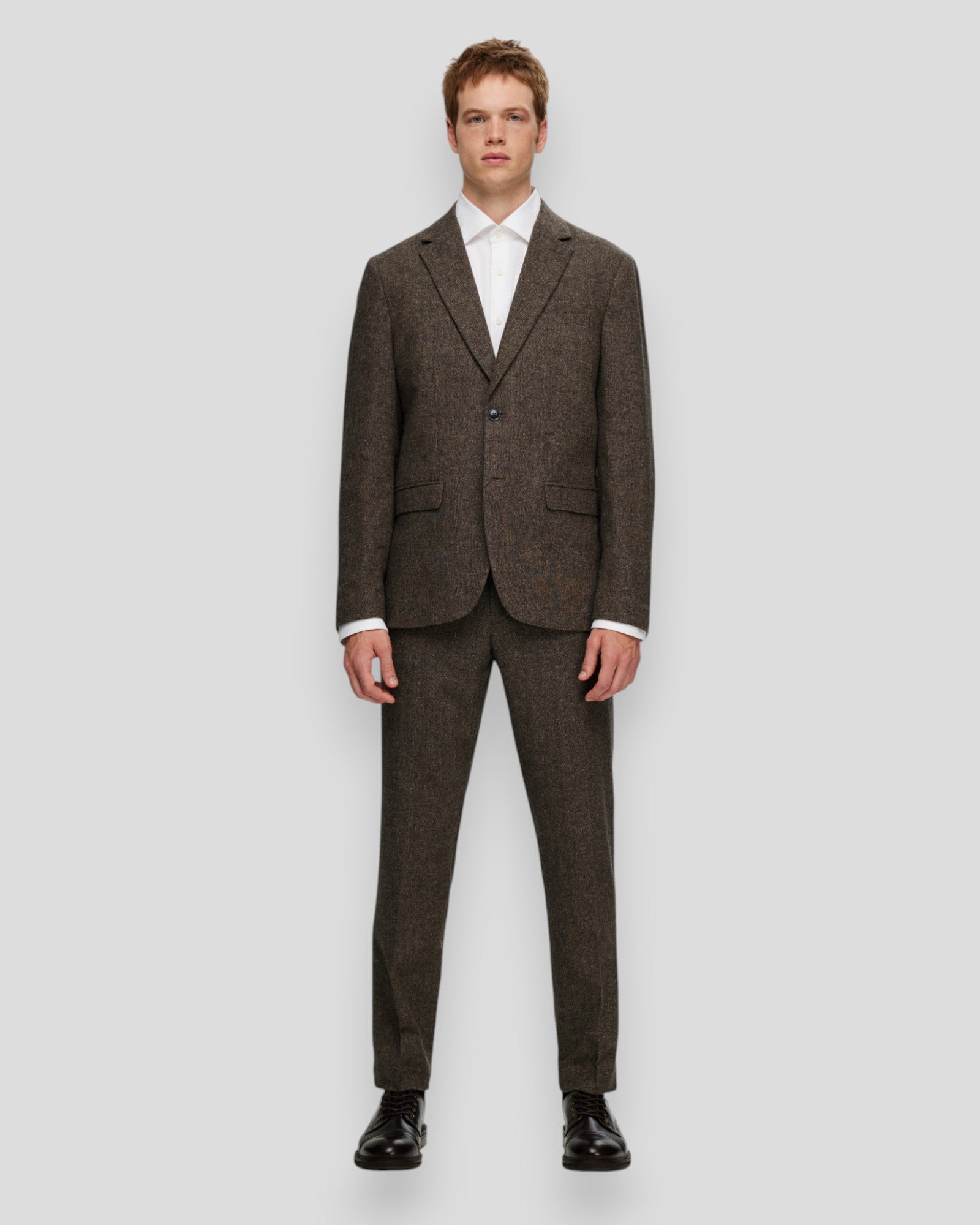 Slim Reed Wool Blazer - Brownie Detail
