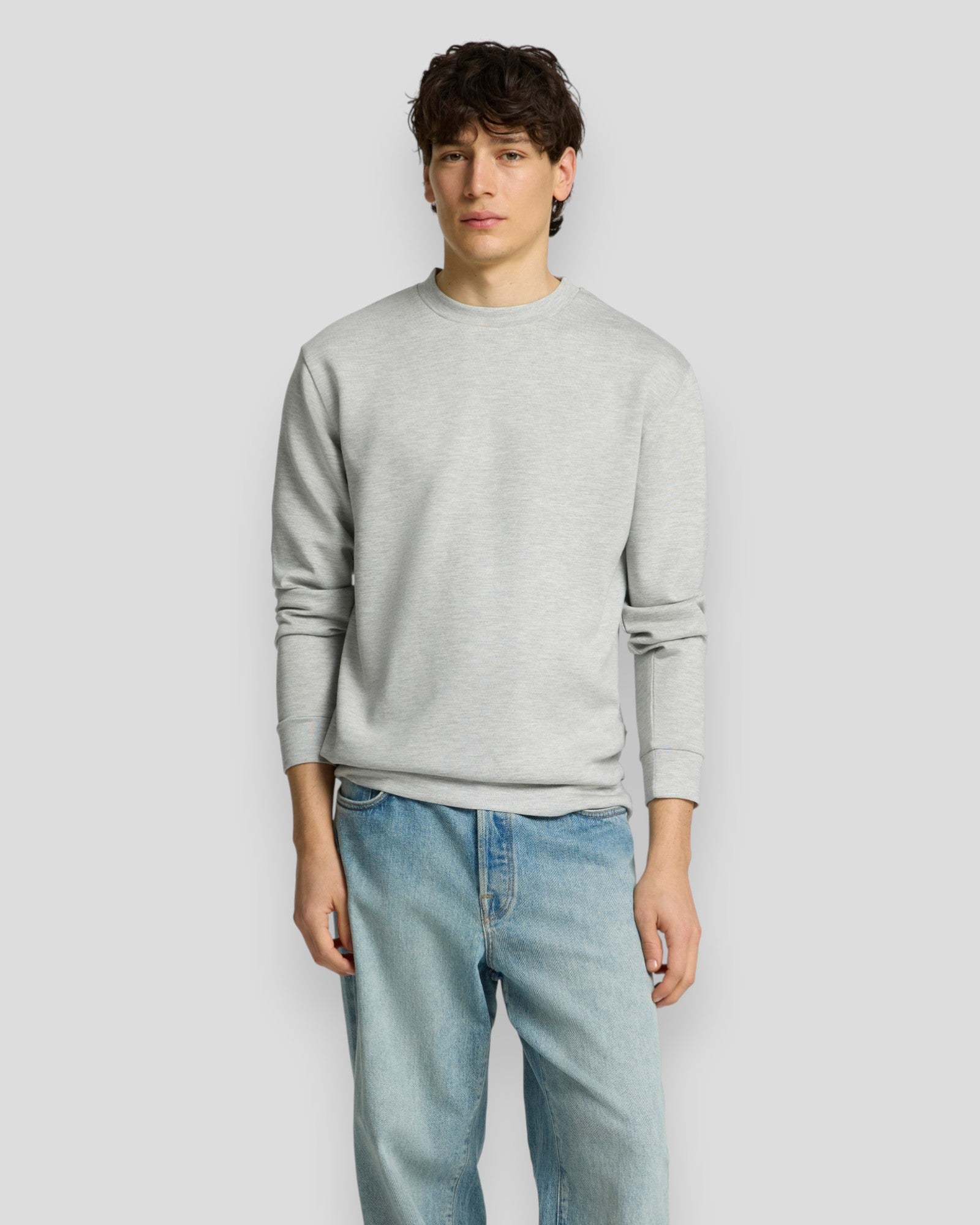 Emanuel Soft Crew Neck Sweat - Light Grey Melange