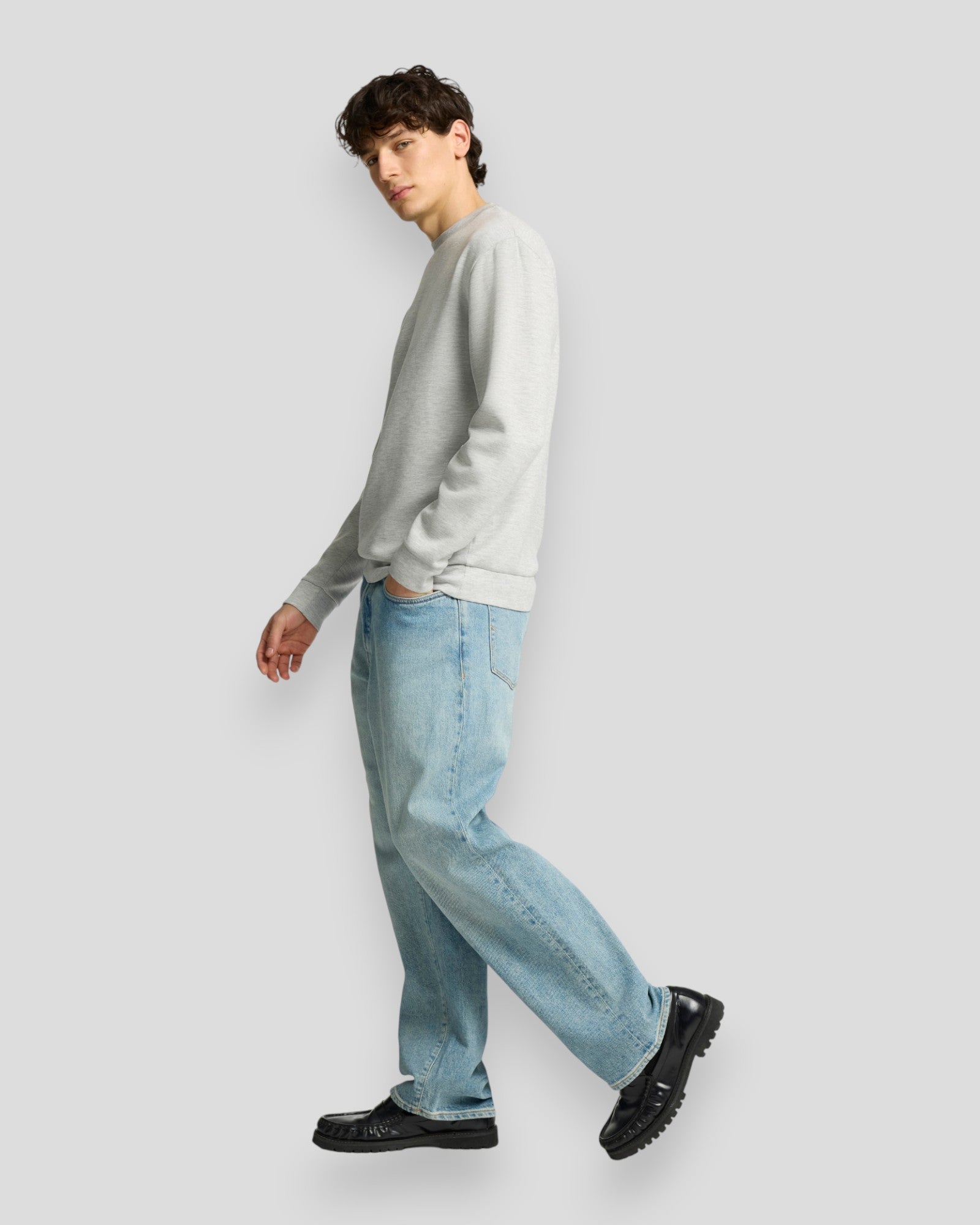 Emanuel Soft Crew Neck Sweat - Light Grey Melange